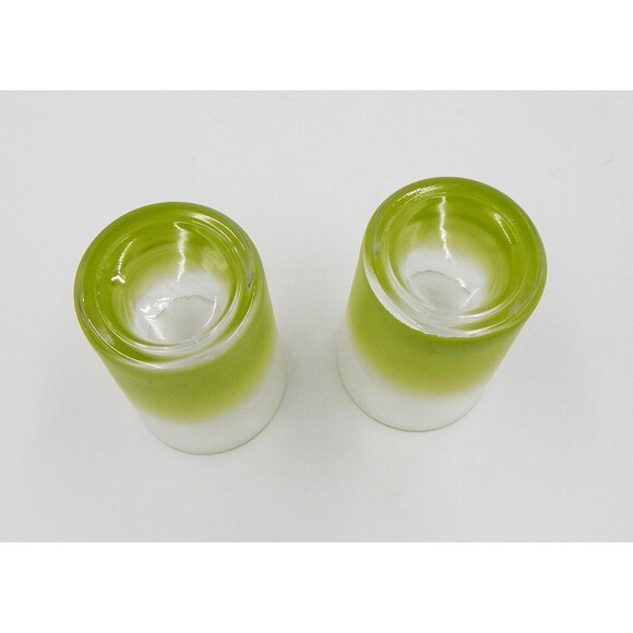 Blendo Pastel Green Frosted Juice Glass With Gold Trim Pair - Picture 6 of 9